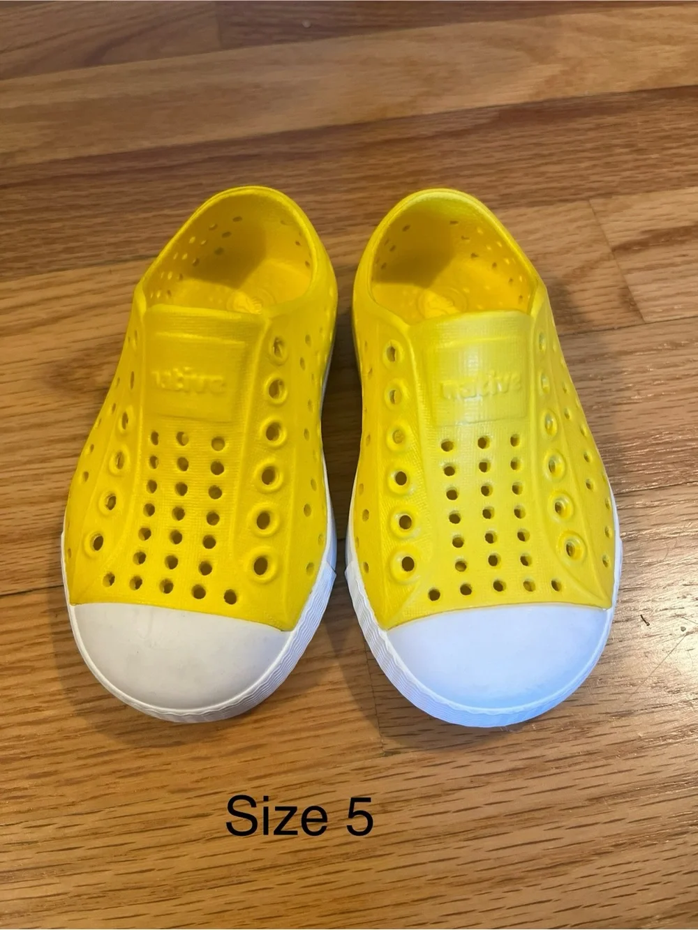 Native Shoes Kids Yellow Water Slip-Ons with White Toe